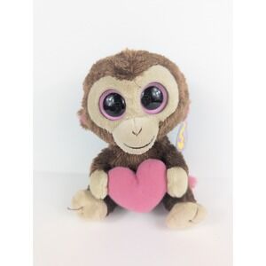 Ty Beanie Boos 2010 Casanova Monkey Plush Pink Heart Valentine's 6in Mint W/Tag